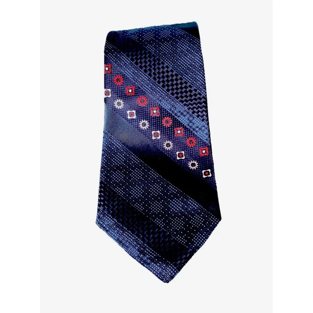 Vintage 50s 60s Blue‎ Atomic Age Geometric Diagonal Stripe Tie Mr. D's St. Louis